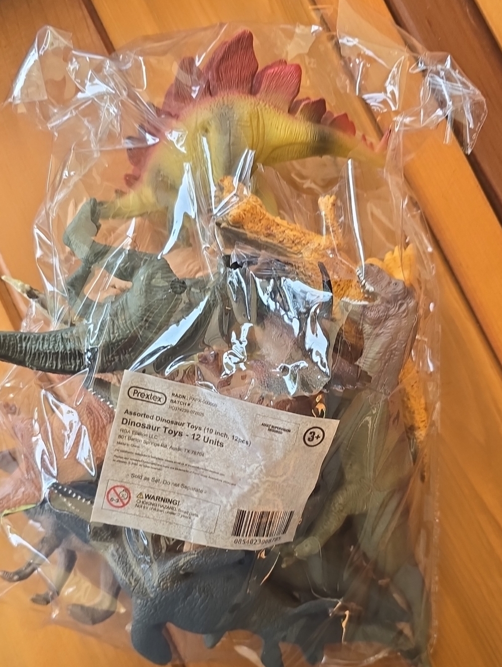 Assorted Dinosaur Toy Set - Green, Yellow, Brown (10 Inch, 12pcs)